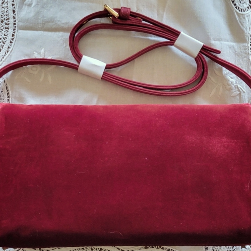 J.Crew Florence Red Velvet Convertible Clutch